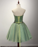 Green Sweetheart Tulle Knee Length Party Dress Green Homecoming Dresses HZ1023