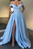Off-the-Shoulder Long Split Prom Dress HZ1023