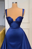 Straps Long Overskirt Prom Dress Royal Blue HZ1023