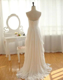 Beautiful Ivory Chiffon Simple Wedding Dress, Long Floor Length Beach Wedding Gowns HZ1023