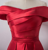 Cute Red Satin Off Shoulder Homecoming Dress, Red Homecoming Dress HZ1023
