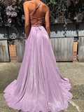 A-Line/Elegant V-neck Ruffles Sleeveless Prom Dresses HZ1023