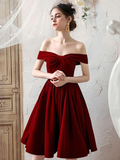 Lovely Sweetheart Wine Red Velvet Short Party Dress, Dark Red Velvet Prom Dress Homecoming Dress HZ1023