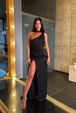 Black One Shoulder Mermaid Prom Dress HZ1023