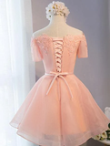 Pink Off Shoulder Short Homecoming Dress, Lovely Party Dress For Sale HZ1023