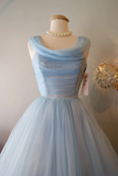 Blue vintage fashion long tulle elegant homecoming dress prom dress evening dress party dress bridesmaid dress HZ1023