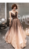 Unique Tulle V-Neckline Straps A-Line Gradient Party Dress, Tulle Long Evening Dress Prom Dress HZ1023