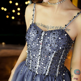 Chic Tulle Beaded Straps Knee Length Homecoming Dress Prom Dress, Short Formal Dress HZ1023