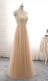 Beautiful Champagne Sweetheart Long Junior Prom Dress, Cute Long Dress HZ1023