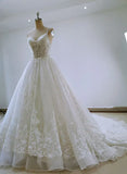 Beautiful Handmade Straps Lace Tulle Wedding Dress, Long Bridal Gown HZ1023