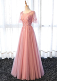 Pink Tulle Elegant Party Dress Long, Handmade Formal Gowns Prom Dress HZ1023