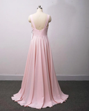 Charming Slit Long V-Neckline Bridesmaid Dress, Beautiful Party Gown HZ1023