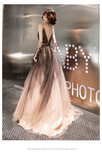 Unique Tulle V-Neckline Straps A-Line Gradient Party Dress, Tulle Long Evening Dress Prom Dress HZ1023