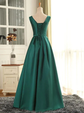 Beautiful Green Satin Long Simple Party Dress, Green Prom Dress HZ1023
