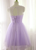 Cute Lavender Homecoming Dress With Belt, Lovely Short Prom Dress HZ1023