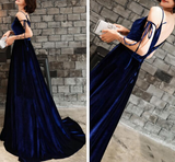 Beautiful Velvet Party Dress, Straps Long Prom Dress HZ1023