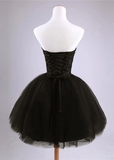 Beautiful Black Short Lace And Tulle Homecoming Dress, Sweetheart Short Prom Dress HZ1023