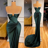 Dark Green Spaghetti-Straps Mermaid Prom Dress HZ1023