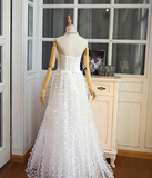 Elegant White Straps Floral Long Prom Dress Party Dress HZ1023