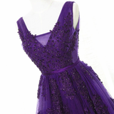 Beautiful Purple Tulle A-Line Party Dress, Long Bridesmaid Dress HZ1023