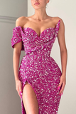 Purple One-Shoulder Sweetheart Mermaid Prom Dress With Split HZ1023