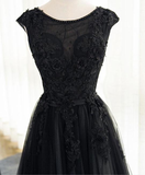 Beautiful Black Tulle Evening Party Dress, Black Party Dress Formal Dress HZ1023