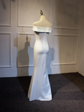 Elegant White Off Shoulder Slit Mermaid Party Dress, White Party Gown HZ1023