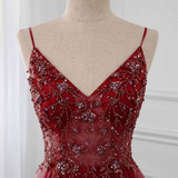 Gorgeous Wine Red Beaded Floor Length Party Dress,Burgundy Junior Prom Dress HZ1023