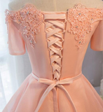 Pink Off Shoulder Short Homecoming Dress, Lovely Party Dress For Sale HZ1023