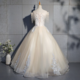 Lovely Tulle Long Sweetheart Champane Sweet 16 Dress, Long Formal Gown HZ1023