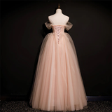 Pink Tulle Princess Beaded And Lace Long Formal Dress, Pink Party Dress Evening Dress HZ1023