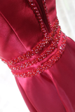 Beautiful Dark Red Satin V-Neckline Party Dress, Charming Short Homecoming Dress HZ1023