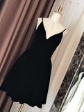 Wine Red Velvet Short V Back Homecoming Dress Party Dress, Dark Red Short Prom Dress HZ1023
