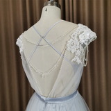 Beautiful Light Grey Tulle Long Party Dress, Light Grey Evening Gown HZ1023