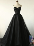 Charming Black Long Party Gowns, Black Evening Prom Dress HZ1023