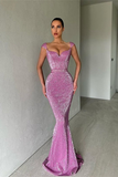 Cap Sleeves Long Sequins Prom Dress Mermaid HZ1023