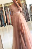 Long Sleeves A-Line Prom Dress Split With Lace HZ1023
