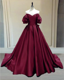 Ball Gown Princess Satin Off The Shoulder Prom Dresses HZ1023