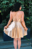 Empire Champagne A-line Short Homecoming Dress HZ1023