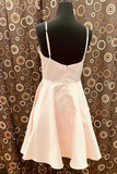Light Pink V-Neck Backless A-Line Short Homecoming Dress HZ1023