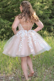 A-Line Ivory Appliques Lace-Up Short Homecoming Gown HZ1023