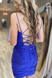 Sparkles Tight Royal Blue Short Homecoming Dress HZ1023
