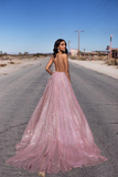 tulle sequin long prom dress formal dress HZ1023