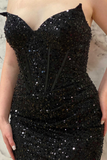 Black Sequin Strapless Tight Mini Homecoming Gown HZ1023