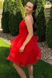 Princess Red A-line Ruffles Short Homecoming Dress HZ1023