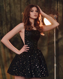 Cute Starry Homecoming Dresses Black Homecoming Prom Dresses HZ1023