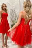 Red A-line Appliques Short Homecoming Dress HZ1023