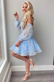 A-Line Ivory Sweetheart Puff Sleeve Short Party Dress HZ1023