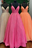 Pink Sequin Empire Long Prom Dress HZ1023