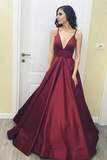 Siren Princess/A-Line Burgundy Satin Prom Dresses HZ1023